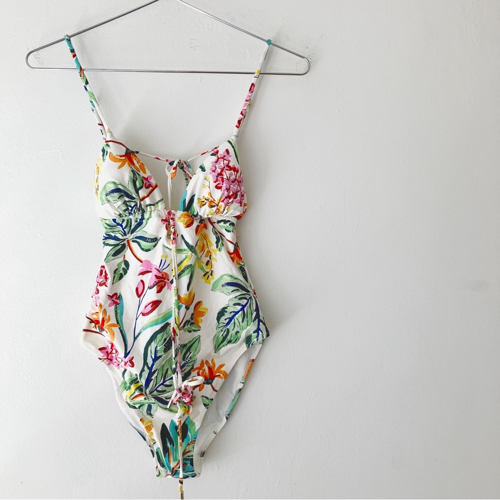 H&M • Eco Conscious Tropical Floral One Piece in White